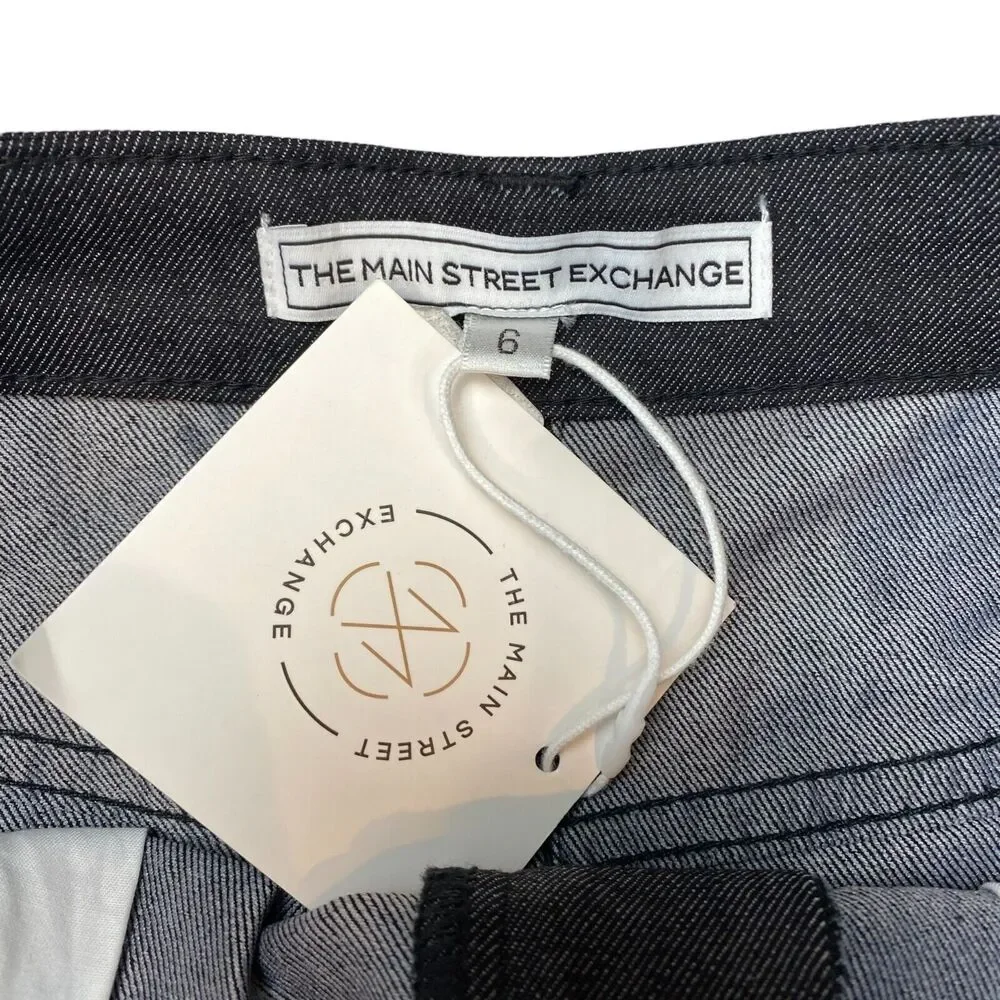 The Main Street‎ Exchange Skirt Womens 6 Black Denim Stretch Regular Fit